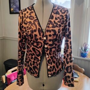 Leopard Print Women's Button Down Top
